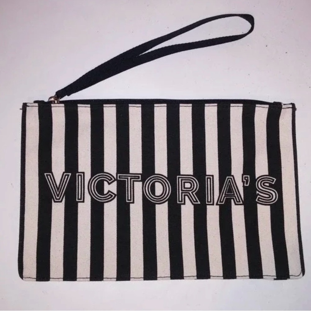 Victoria's Secret Black and White Striped Clutch